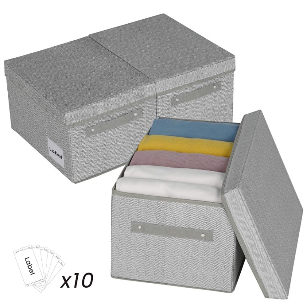 JS HOME Large Closet Storage Baskets with Lids